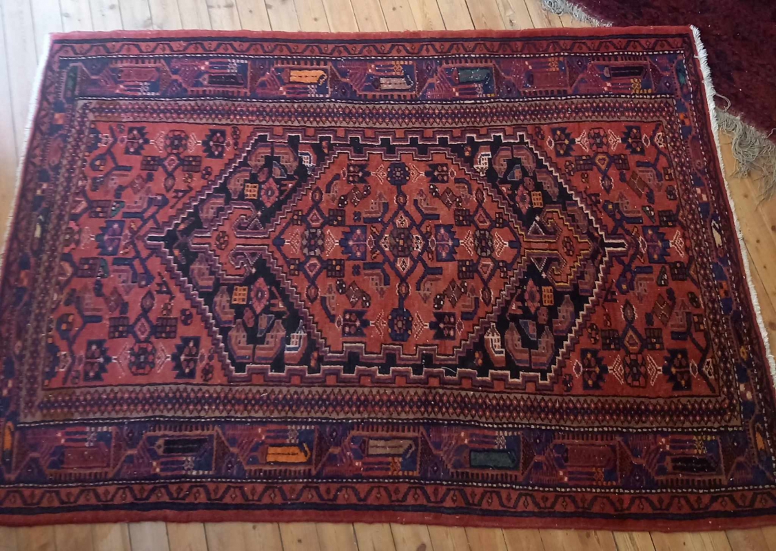 Tapis Hamadan fond rouge 