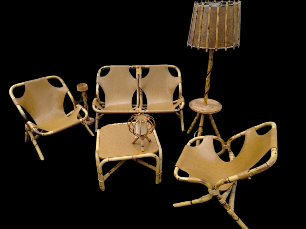 Roh Noordwolde Ensemble de Salon Bambou et Cuir