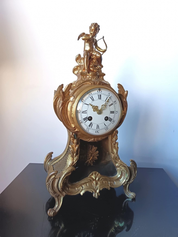 Pendule Cartel, Bronze, Fin XIXe Style Rocaille