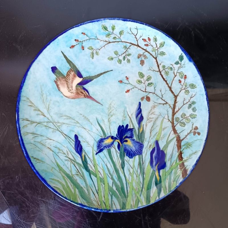 Assiette d�cor Japonisant Iris Fin XIXe / d�b. XXe