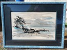 Jean Bougret  Barque sur le Rivage Lavis Aquarell