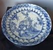 Grand Plat Porcelaine Bleu Blanc Chine Qing XIXe